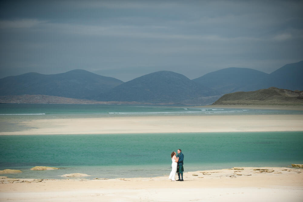 Wedding photography on Seilebost beach, Isle of Harris