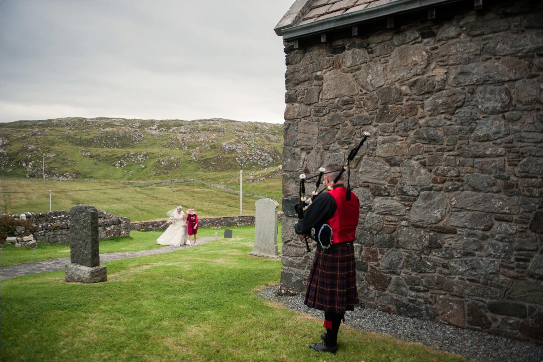 piper at isle of harris rodel church wedding photography