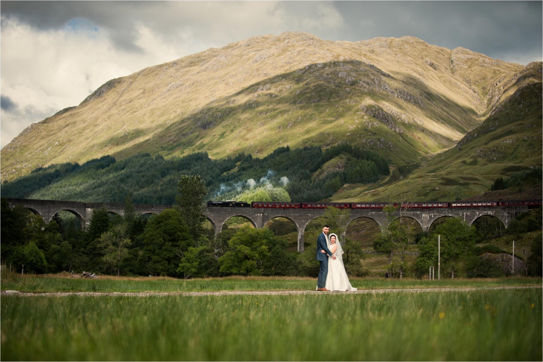 Scottish highland wedding Harry Potter steam train