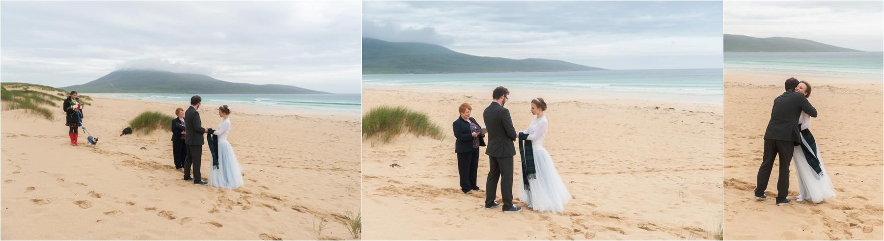 Getting married on the Isle of Harris, this bride and groom brought their pet pug Maude. 