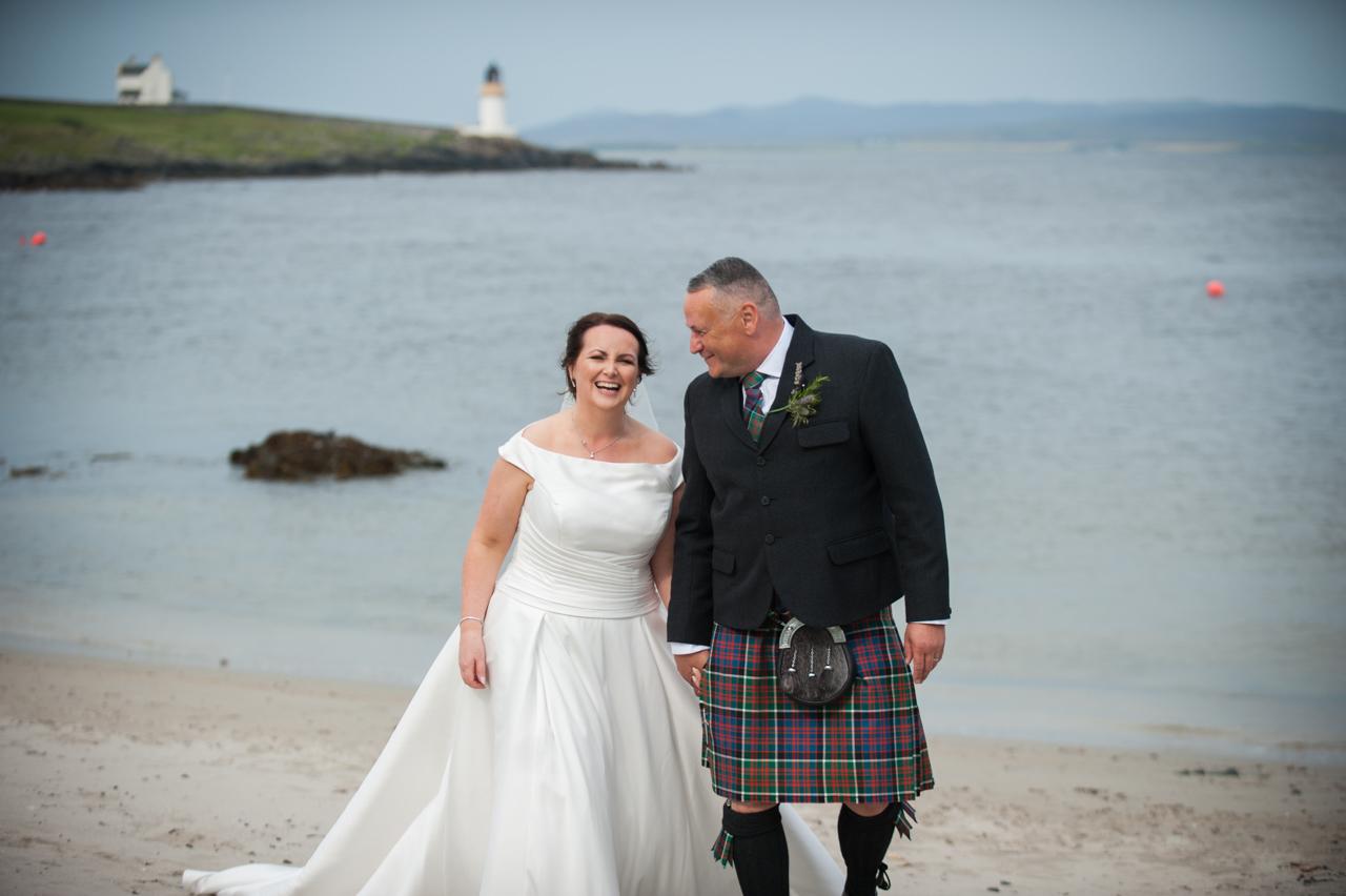 photograph of bride and groom after islay house wedding