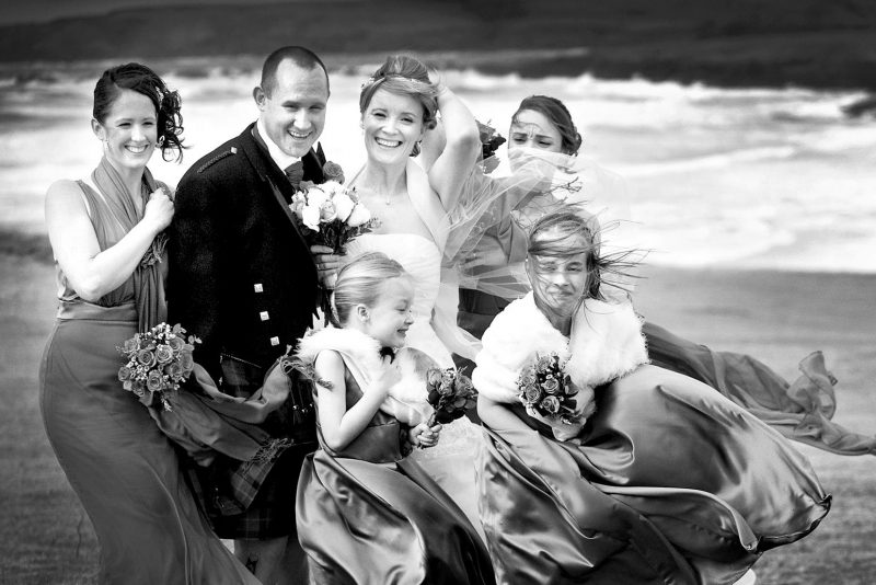 Scottish island wedding in the wind