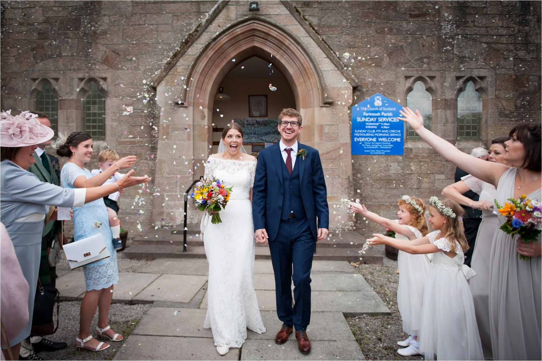 celebrations at Scottish church wedding photograph