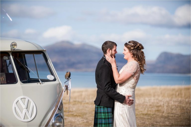 Scottish island wedding with campervan