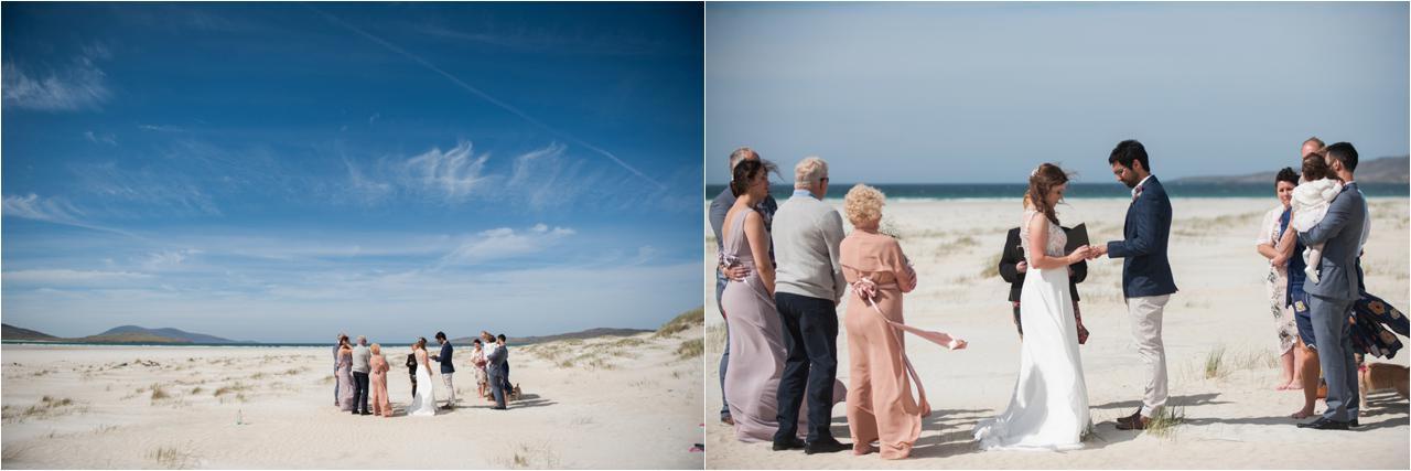 exchange of vows at scottish beach wedding photograph