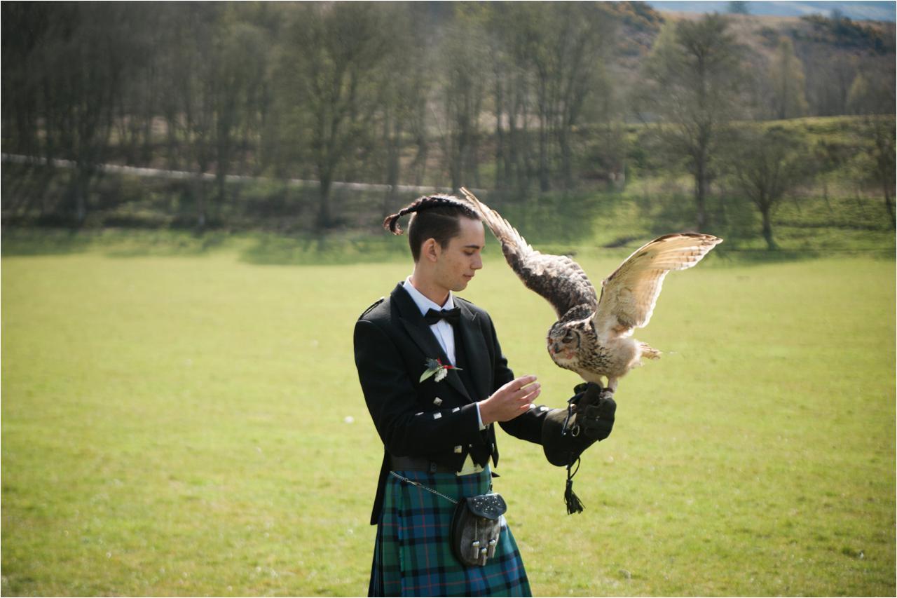 photograph of owl at Loch Ness wedding celebrations