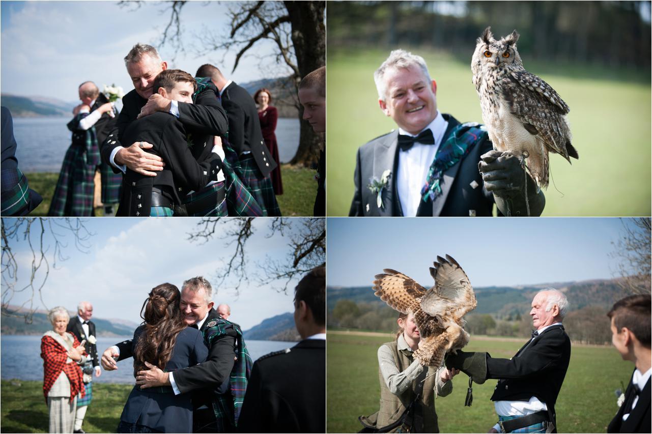guests celebrating at wedding on the shores of Loch Ness